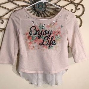 Girls off white Beautees 3/4 sleeve top